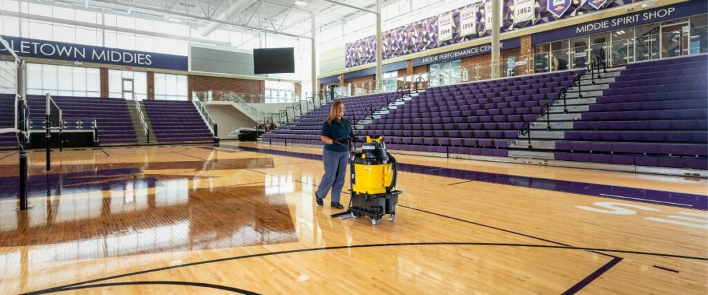 Kaivac AutoVac on Wood Gym Floor