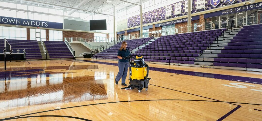 Kaivac AutoVac on Wood Gym Floor